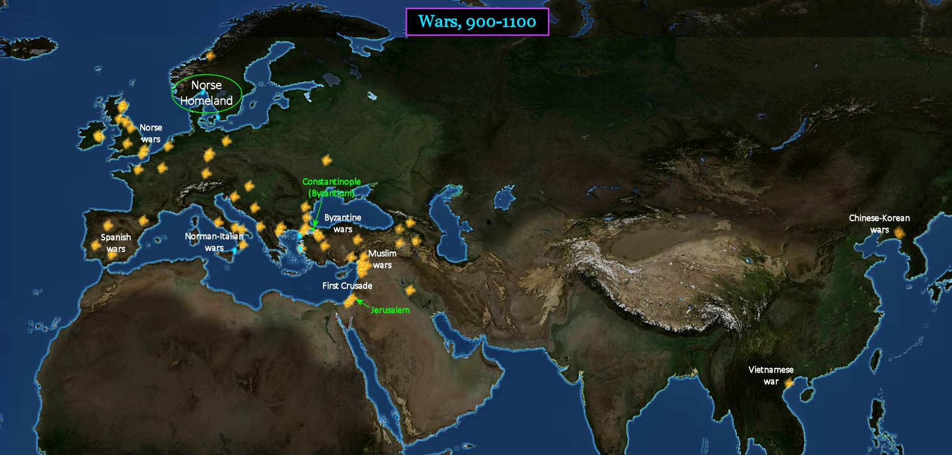 Wars and battles, 900-1100 map